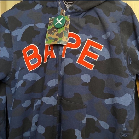 Blue full zip bape hoodie